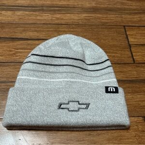 Chevrolet GM Licensed Knit Beanie Hat Gray Striped Travis Matthew Bowtie Chevy
